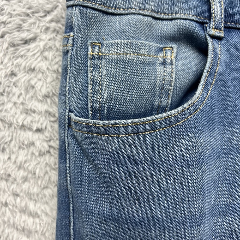Halara Asymetrical Wide Leg Jeans Small Tall Blue Stretch Faded Baggy - Picture 6 of 13